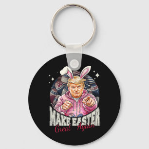 Make Easter Great Again Funny Trump Bunny Spring H Keychain