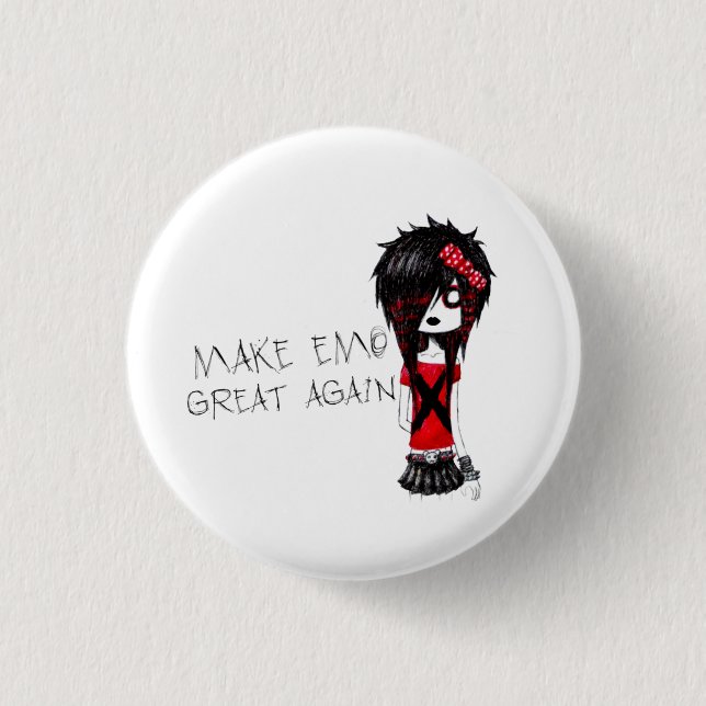 MAKE EMO GREAT AGAIN- Emo Zombie Girl- Button (Front)