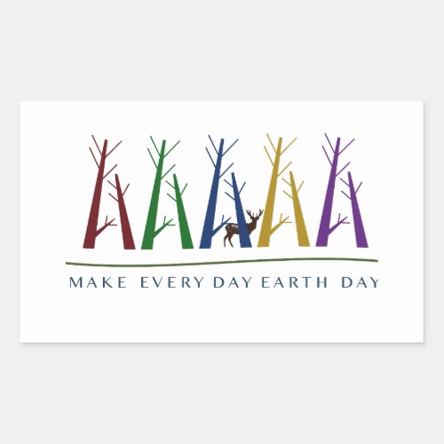 Make Every Day Earth Day _ Colorful Trees Card Rectangular Sticker