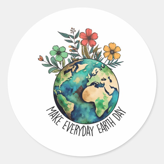 Make Every Day Earth Day Wildflower Save Planet  Classic Round Sticker (Front)