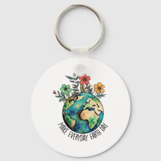Make Every Day Earth Day Wildflower Save Planet  Keychain