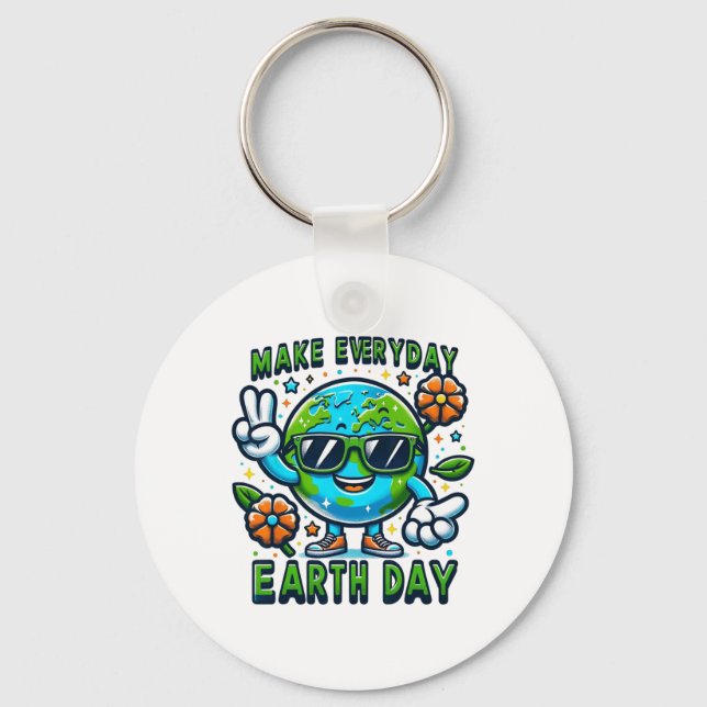 Make Everyday Earth Day Environmental Love Student Keychain (Front)