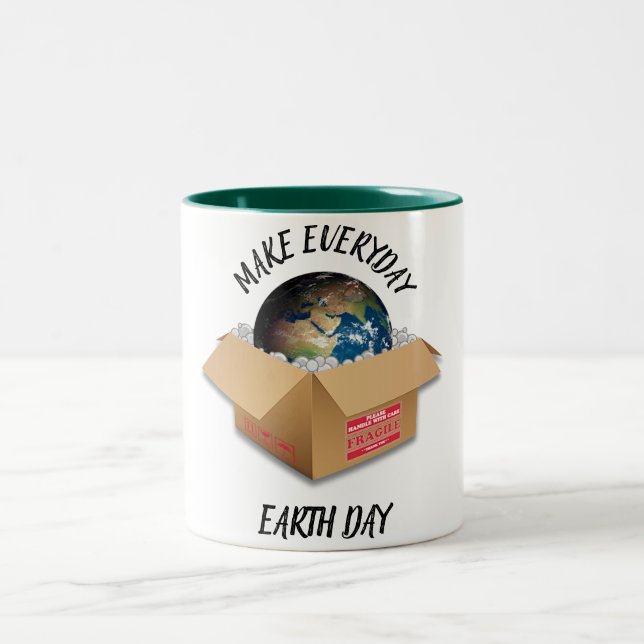 MAKE EVERYDAY EARTH DAY Two-Tone COFFEE MUG (Center)