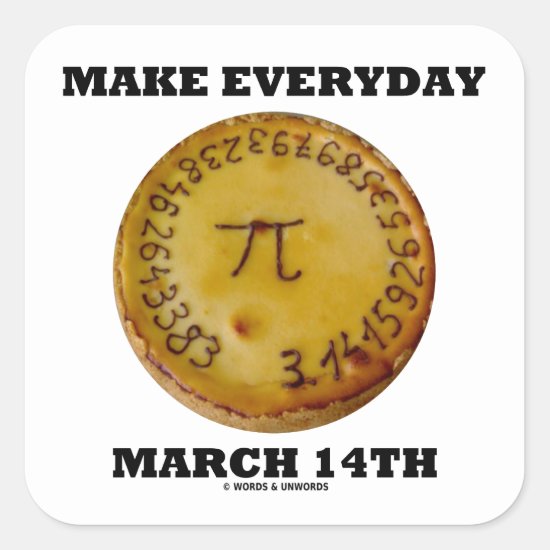 Make Everyday March 14th (Math Pi Pie Humor) Square Sticker
