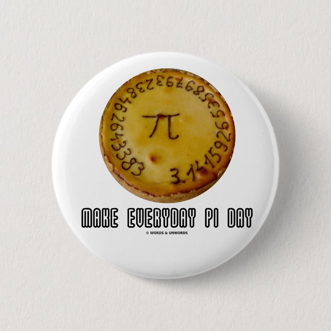 Make Everyday Pi Day (Mathematics Pi / Pie Humor) Button (Front)