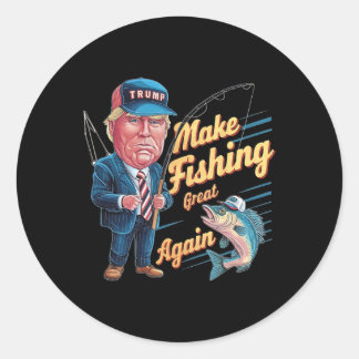 Make Fishing Great Again Trump Funny Fisherman Ang Classic Round Sticker
