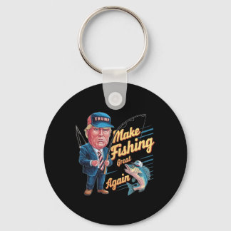 Make Fishing Great Again Trump Funny Fisherman Ang Keychain