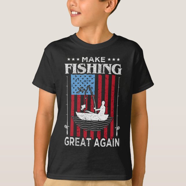 Make Fishing Great Again Trump Funny Fisherman Ang T-Shirt (Front)