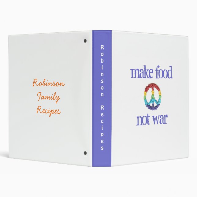 "Make food, not war" recipe storage binder (Background)