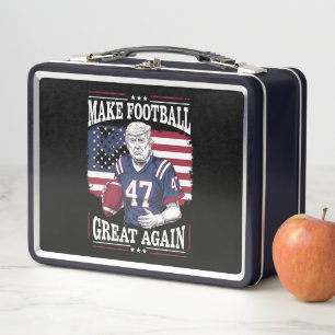 Make Football Great Again Vintage USA Flag Trump Metal Lunch Box