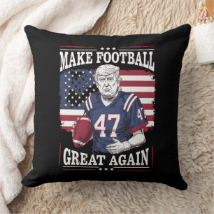 Make Football Great Again Vintage USA Flag Trump Throw Pillow