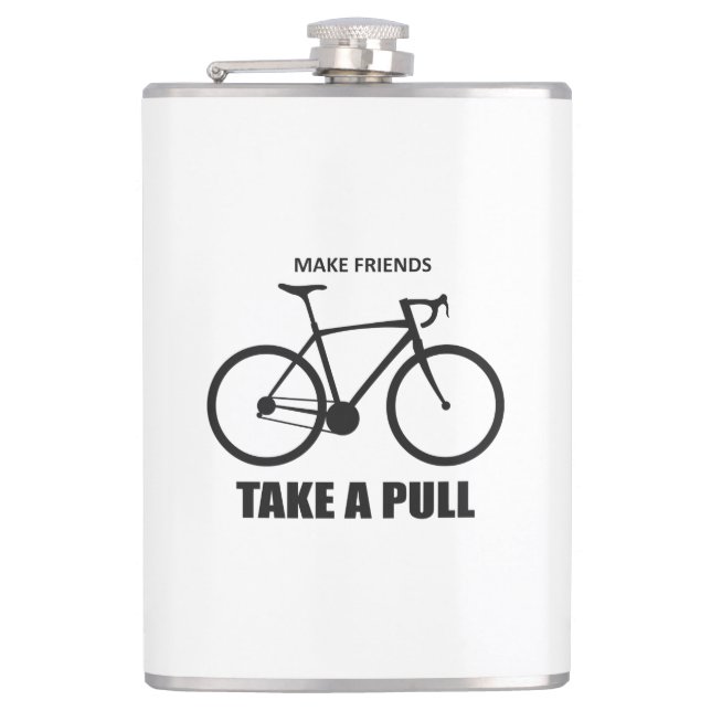 Make Friends Take A Pull Cycling Flask (Front)