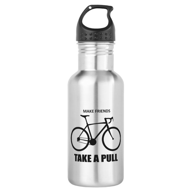 Make Friends Take A Pull Cycling Stainless Steel Water Bottle (Front)