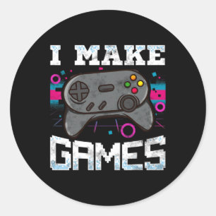 Make Games For Video Game Developer Gift Classic Round Sticker