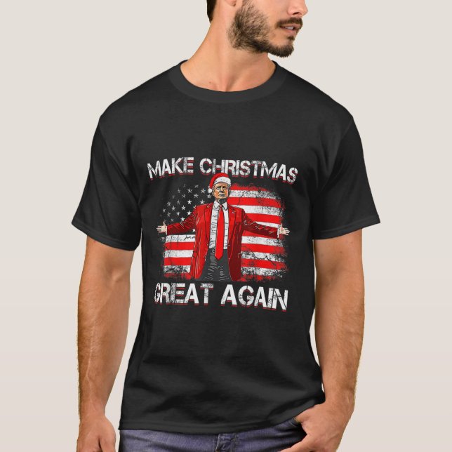 Make Great Again Santa Funny Trump Xmas Pajamas  T-Shirt (Front)
