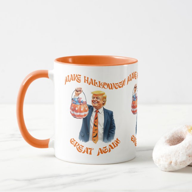Make Halloween Great Again Donald Trump Funny Mug (With Donut)