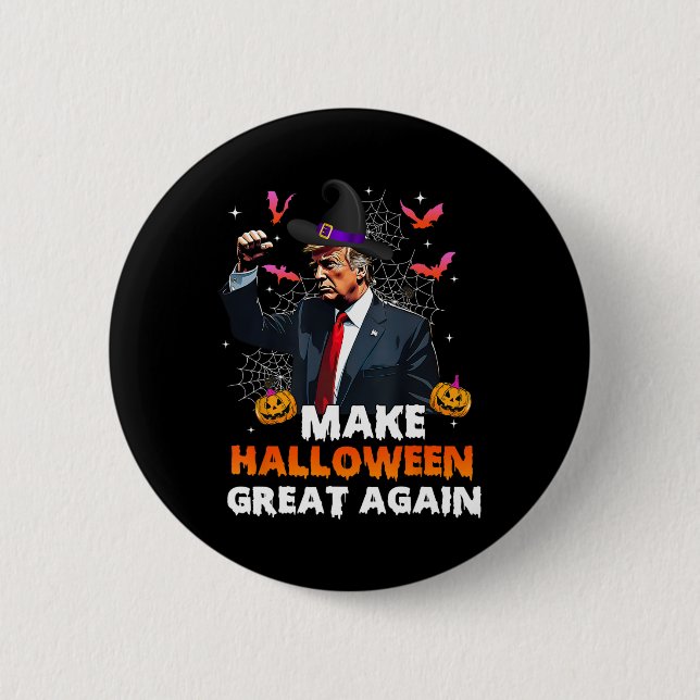 Make Halloween Great Again Funny Trump Spooky Seas Button (Front)