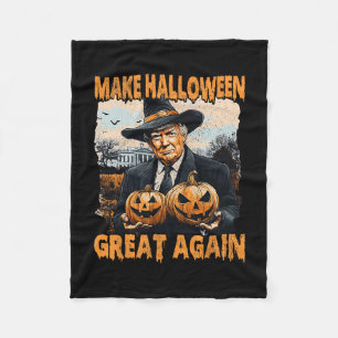 Make Halloween Great Again Funny Trump Witch Jack Fleece Blanket