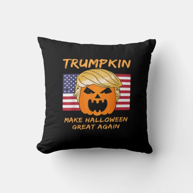 Make Halloween Great Again Trumpkin Throw Pillow (Front)