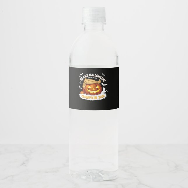 Make Halloween Great Again Trumpkin  Water Bottle Label (Front)