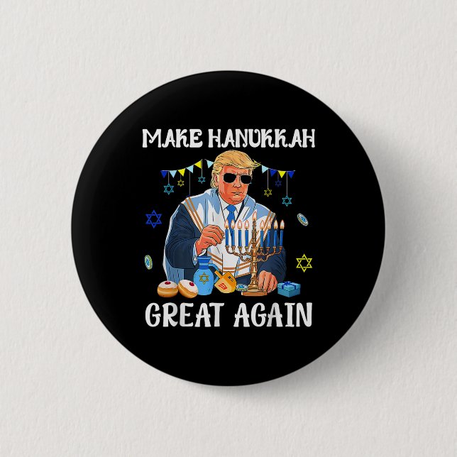 Make Hanukkah Great Again Jewish Ugly Chanukah Swe Button (Front)