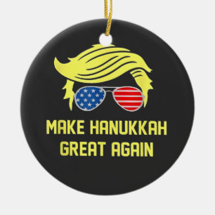 Make Hanukkah Great Again Trump Jewish Ceramic Ornament