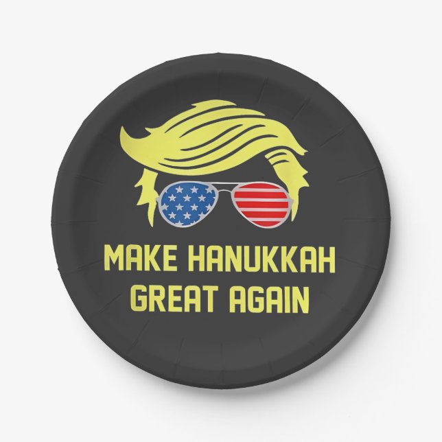 Make Hanukkah Great Again Trump Jewish  Paper Plates (Front)
