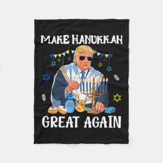 Make Hanukkah Great Again Trump Jewish Ugly Chanuk Fleece Blanket