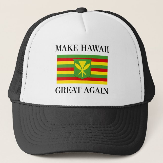 MAKE HAWAII GREAT AGAIN - Kanaka Maoli Flag Trucker Hat (Front)