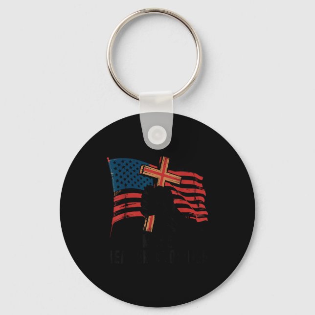 Make Heaven Crowded Christian Patriotic Cross Amer Keychain (Front)