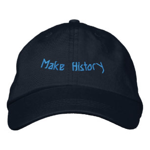 Make History Text Legacy Building Inspired Navy Embroidered Baseball Cap