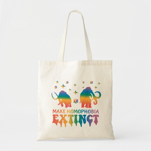 Make Homophobia Extinct – Rainbow Elephant LGBTQ Tote Bag (Front)
