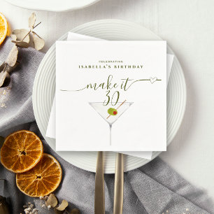 Make It 30 Olive Dirty Martini 30th Birthday Party Napkins