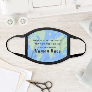 Make It A Better Place | Blue World Map With Quote Face Mask