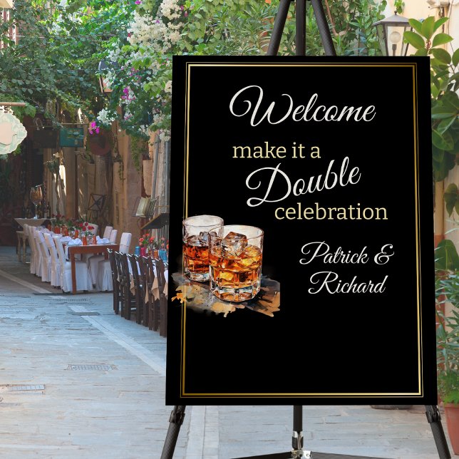 Make it a Double Celebration Black Whiskey Glass Foam Board (Creator Uploaded)