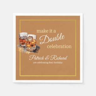 Make it a Double Celebration Brown Whiskey Glass Napkins