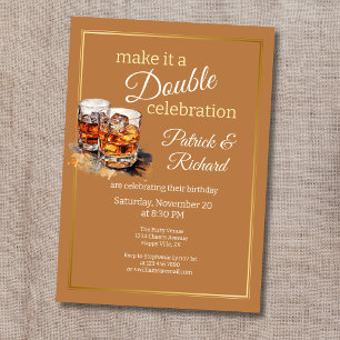 Make it a Double Celebration Whiskey Glass Invitation