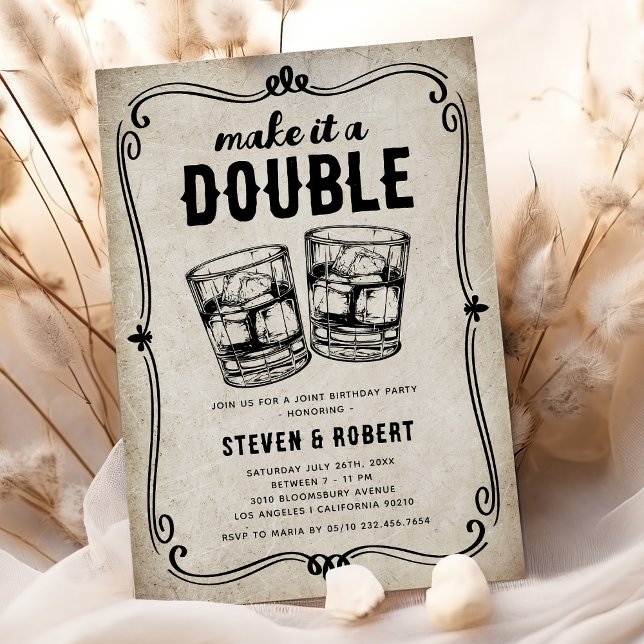 Make It a Double Whiskey Birthday Invitation (Creator Uploaded)