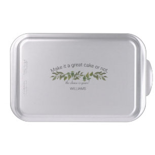 Make it a Great Cake Family Name Foliage Neutral Cake Pan