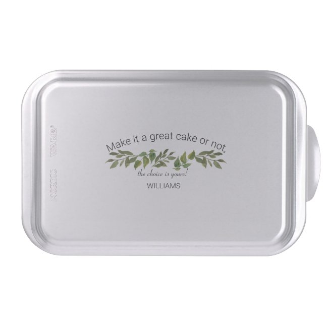 Make it a Great Cake Family Name Foliage Neutral Pan (Front)
