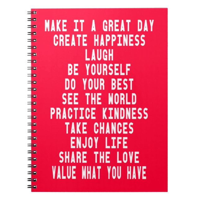 Make It A Great Day Graphic Design By Artinspired Notebook (Front)