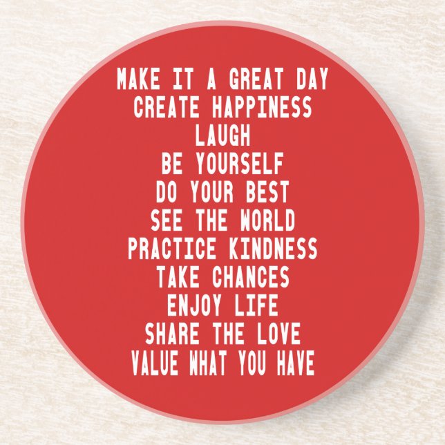 Make It A Great Day Graphic Design By Artinspired Sandstone Coaster (Front)