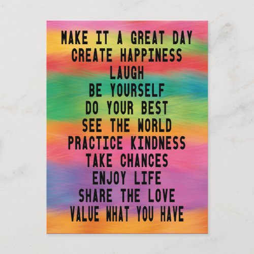Make It A Great Day Rainbow Inspirational Quote Postcard