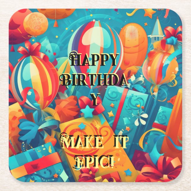 Make it Epic! Square Paper Coaster (Front)