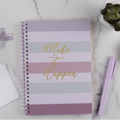 Make It Happen Cute Multicolor Notebook with quote