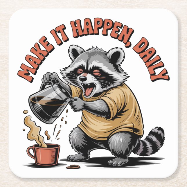 Make It Happen, Daily Square Paper Coaster (Front)