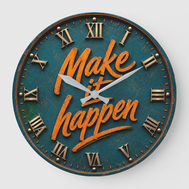 Make It Happen Motivational Large Clock (Front)