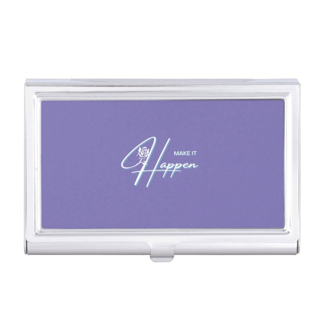 Make It Happen Motivational Quote Design Business Card Case (Front)