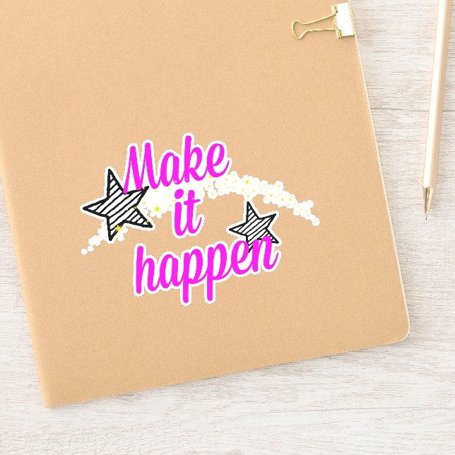 Make It Happen Star and Glitter Sticker (Notebook)