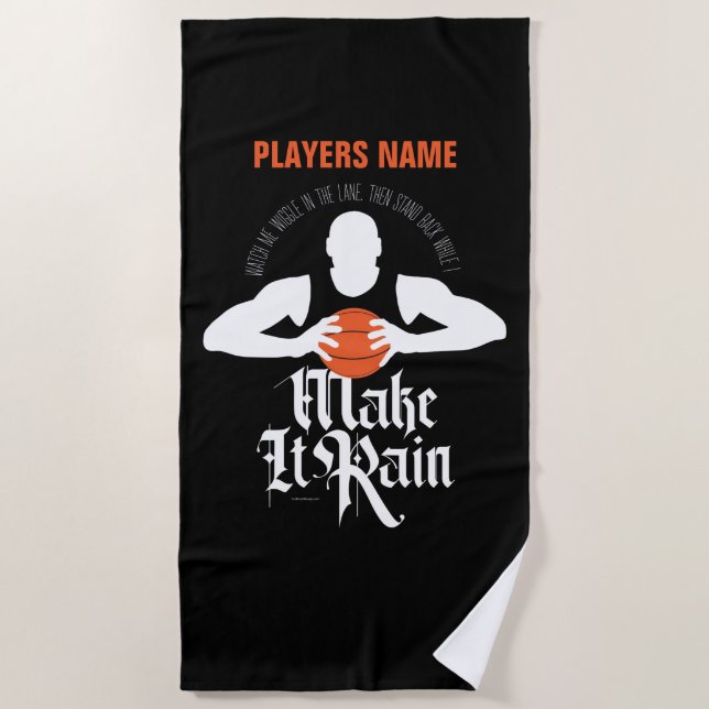 Make It Rain (Basketball) Beach Towel (Front)